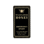 Matig gouden zwarte honingbijen etiket (Voorkant)