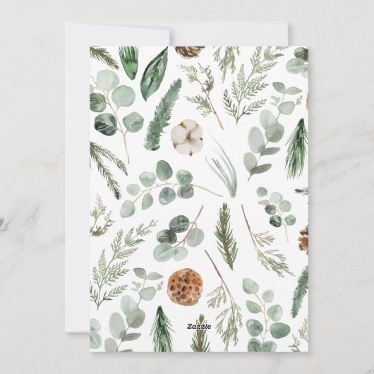 Matig goudschrift Eucalyptus botanische kerst Feestdagenkaart (Achterkant)