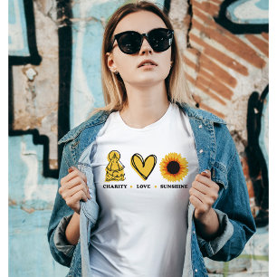 Matig Grafisch Geel Zonnebloem Vrede T-shirt