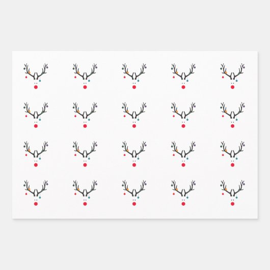 Matig grappig abstract kerstrender wit rood inpakpapier vel (Voorkant)