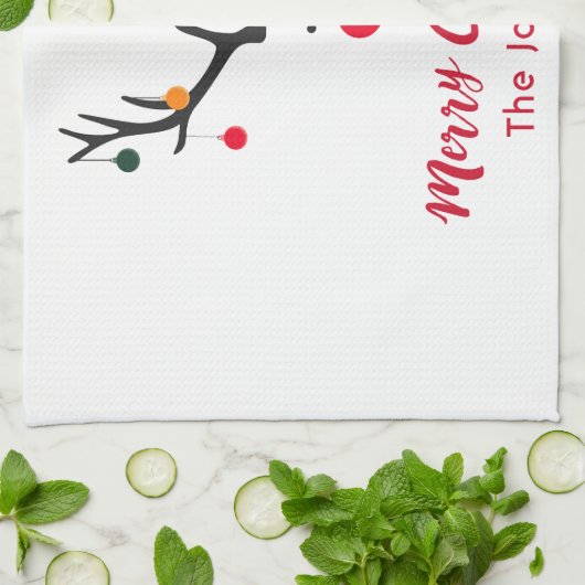 Matig grappige kerstrender op wit theedoek (Gevouwen)