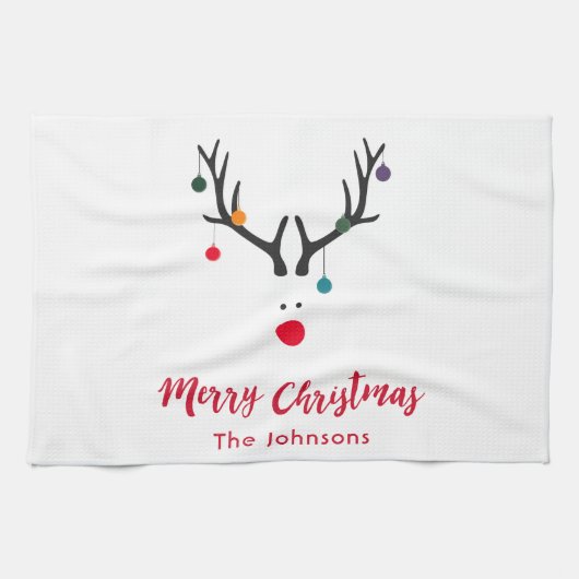 Matig grappige kerstrender op wit theedoek (Horizontaal)