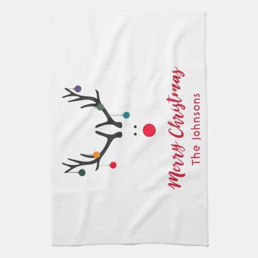 Matig grappige kerstrender op wit theedoek (Verticaal)