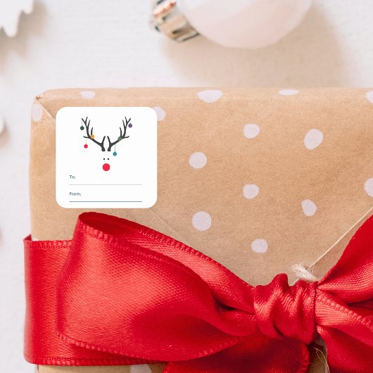 Matig grappige kerstrender wit rood blauw vierkante sticker