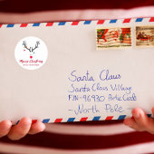 Matig grappige Santas helperrender op wit Ronde Sticker