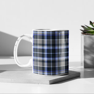 Matig grijs blauw Tartan Patroon Koffiemok