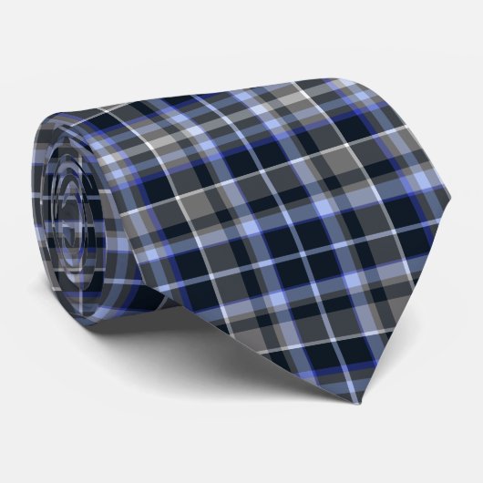 Matig grijs blauw Tartan Patroon Stropdas (Opgerold)