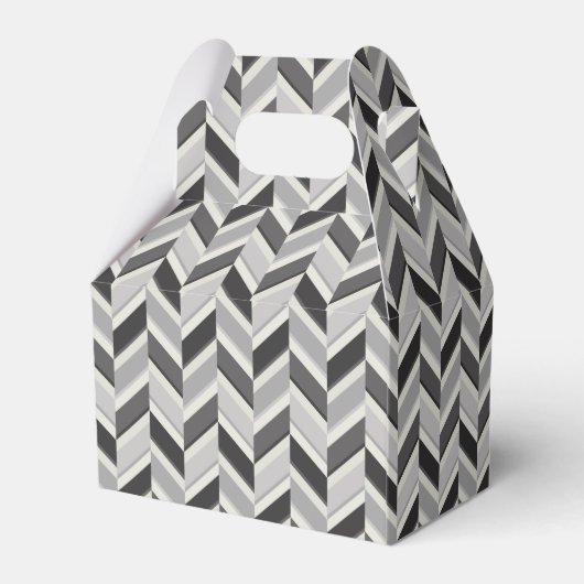 Matig grijs chevron geometrisch monogram bedankdoosjes (Achterkant)
