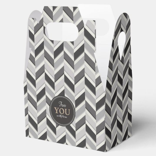 Matig grijs chevron geometrisch monogram bedankdoosjes (Geopend)