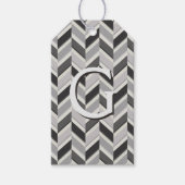 Matig grijs chevron geometrisch monogram cadeaulabel (Voorkant)