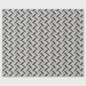 Matig grijs chevron geometrisch monogram cadeaupapier (Vlak)
