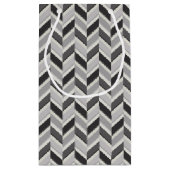 Matig grijs chevron geometrisch monogram klein cadeauzakje (Achterkant)