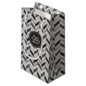 Matig grijs chevron geometrisch monogram klein cadeauzakje (Voorkant Gekanteld)