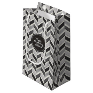 Matig grijs chevron geometrisch monogram klein cadeauzakje