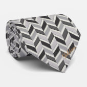 Matig grijs chevron geometrisch monogram stropdas (Opgerold)