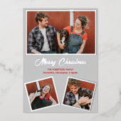 Matig-grijs en rode hond-Pitbull-groet Folie Feestdagenkaart (Voorkant)