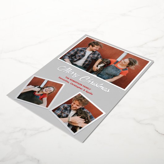 Matig-grijs en rode hond-Pitbull-groet Folie Feestdagenkaart (Gedraaid)