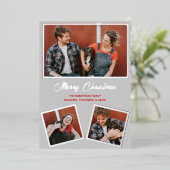 Matig-grijs en rode hond-Pitbull-groet Folie Feestdagenkaart (Staand Voorkant)