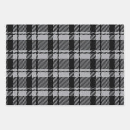 Matig grijs en zwart Tartan Inpakpapier Vel