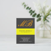 Matig grijs geel oranje monogram visitekaartje (Staand voorkant)