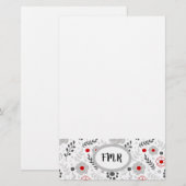 Matig grijs groen monogram briefpapier (Voorkant / Achterkant)