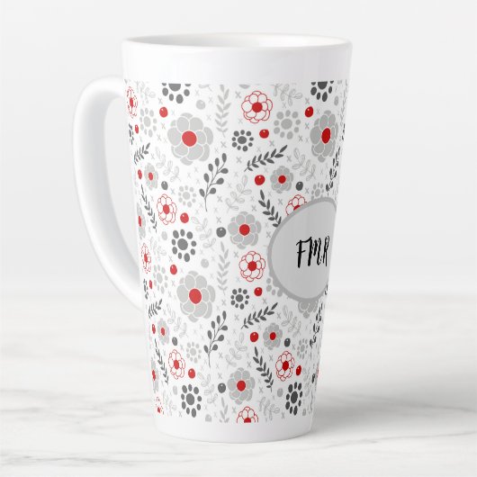 Matig grijs groen monogram latte mok (Linkerhoek)