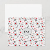 Matig grijs groen monogram notitiekaartje (Voorkant / Achterkant)