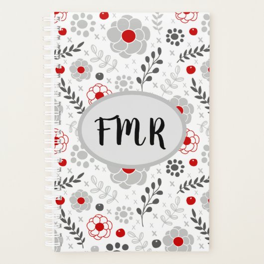 Matig grijs groen monogram planner (Voorkant)