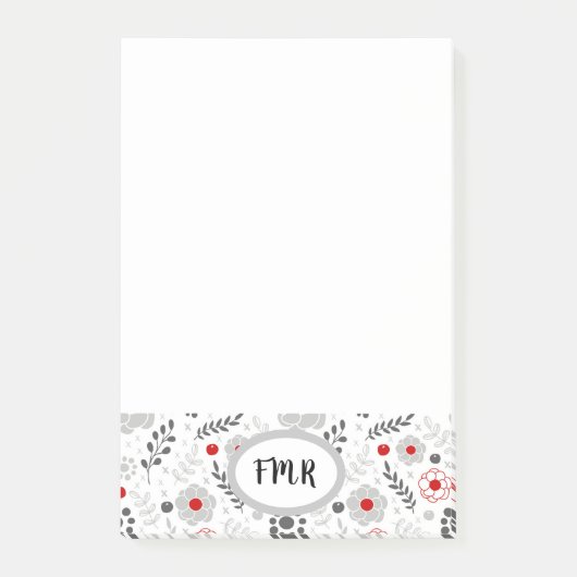 Matig grijs groen monogram post-it® notes (Voorkant)