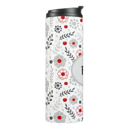 Matig grijs groen monogram thermosbeker (Gedraaid links)