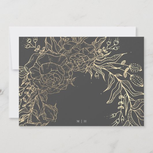 Matig grijs ijzererts goudbruin Pampas Wedding Kaart (Achterkant)