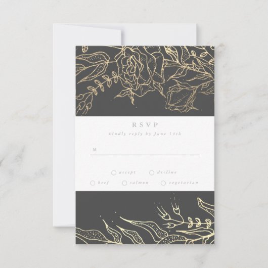 Matig grijs ijzererts goudbruin Pampas Wedding RSVP Kaartje (Voorkant)