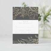 Matig grijs ijzererts goudbruin Pampas Wedding RSVP Kaartje (Staand voorkant)