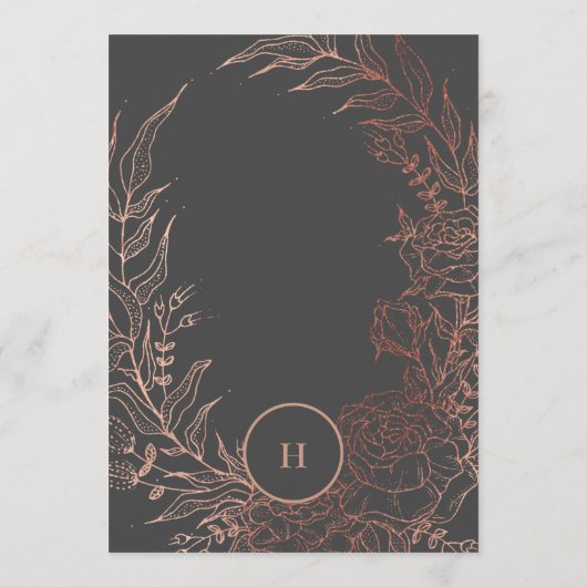 Matig grijs ijzerhars Roos Goud monogram Wreater Kaart (Achterkant)