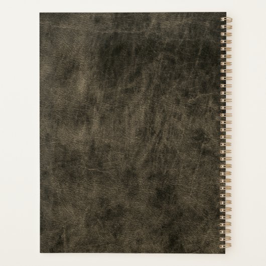 Matig grijs leren script zwart monogram planner (Achterkant)