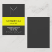 Matig grijs monogram geel gestreept visitekaartje (Voorkant / Achterkant)