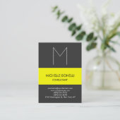 Matig grijs monogram geel gestreept visitekaartje (Staand voorkant)