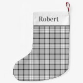 Matig grijs Tartan Gepland Patroon met Naam Kleine Kerstsok (Achterkant)