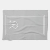 Matig grijs wit gestreept monogram theedoek (Horizontaal)