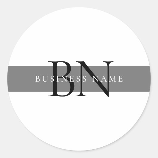 Matig grijs zwart, minimaal monogram ronde sticker (Voorkant)