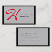 Matig grijs zwart zwart monogram Professional Visitekaartje (Voorkant / Achterkant)