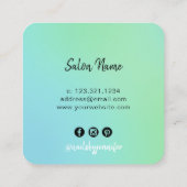 Matig grillige blauwe groene gradiëntnagels vierkante visitekaartje (Achterkant)