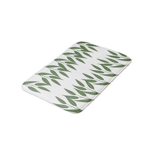Matig groen bladgroen, wit, elegant badmat (Gekanteld)