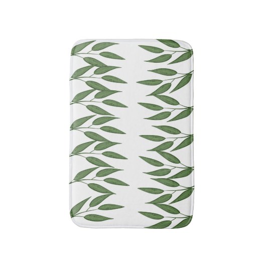Matig groen bladgroen, wit, elegant badmat (Voorkant Verticaal)
