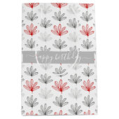 Matig groen en grijs bloemenpatroon medium cadeauzakje (Voorkant)