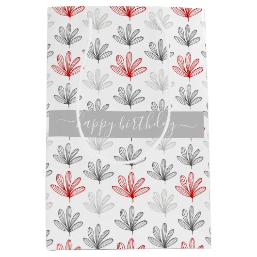 Matig groen en grijs bloemenpatroon medium cadeauzakje (Voorkant)