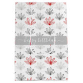 Matig groen en grijs bloemenpatroon medium cadeauzakje (Achterkant)