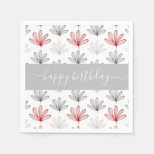 Matig groen en grijs bloemenpatroon servet (Voorkant)