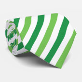 Matig groen en wit gestreept vers stropdas (Opgerold)