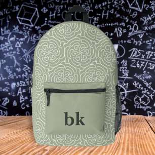 Matig groen patroon, monogrammen bedrukte rugzak